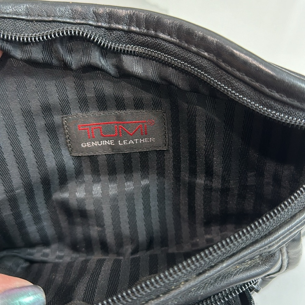 Tumi Black Leather Crossbody Belt Bag - Picture 6 of 8